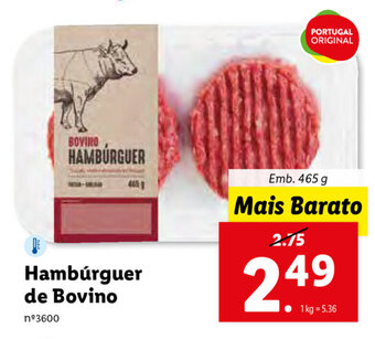 Lidl Hambúrguer de Bovino 465g promoção