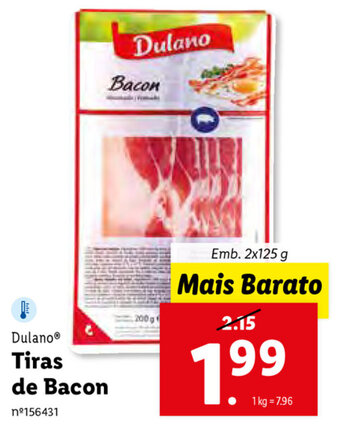 Lidl Dulano tiras de Bacon promoção