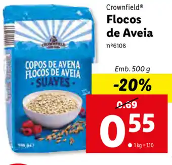 Lidl Crownfield Flocos de Aveia 500g promoção