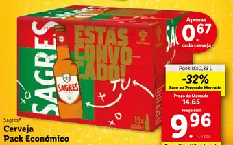 Lidl Sagres Cerveja Pack Económico 15x0,33L promoção