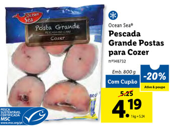 Lidl Ocean Sea Pescada Grande Postas para Cozer 800g promoção