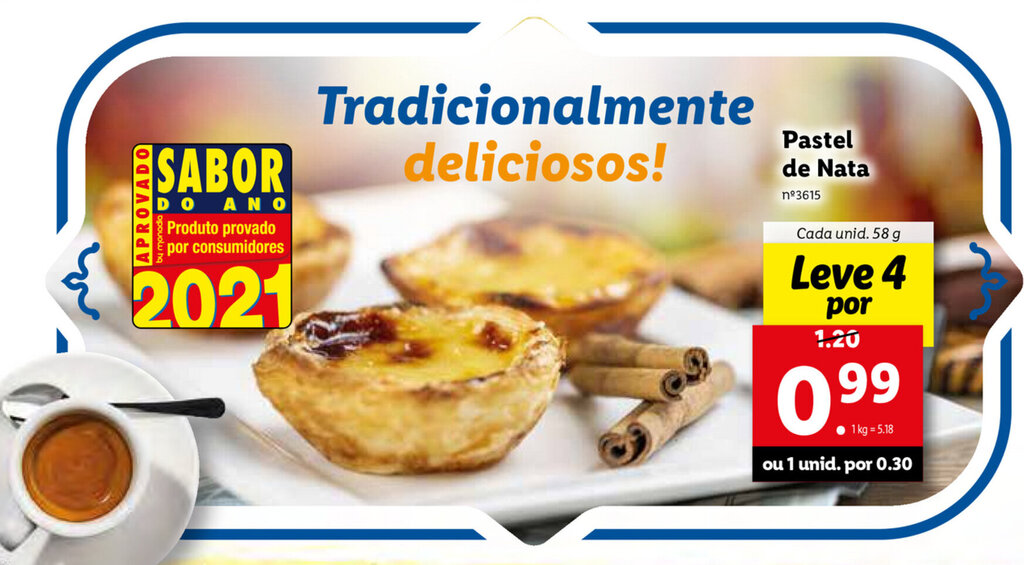 Lidl Pastel de Nata 58g promoção