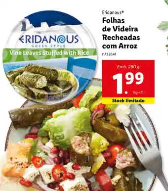 Lidl Eridanous Folhas de Videira Recheadas com Arroz 280g promoção