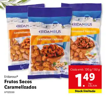 Lidl Eridanous Frutos Secos Caramelizados 120g/150g promoção