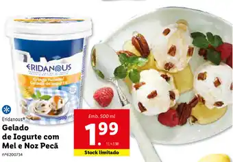 Lidl Eridanous Gelado de Iogurte com Mel e Noz Pecã 500ml promoção