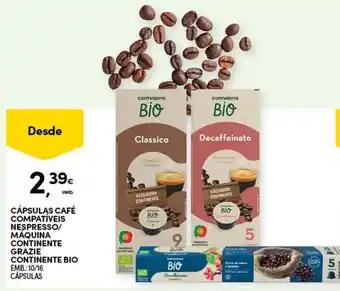 Continente Cápsulas Café Compativeis Nespresso/ Máquina Continente Grazie Continente Bio 10/16 promoção