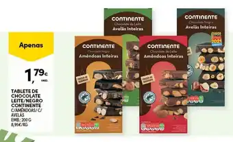 Continente Tab;lete de Chocolate Leite/ Negro Continente 200g promoção