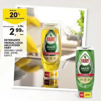 Continente Detergente Manual Loiça Maxi Poder Fairy 440ml promoção