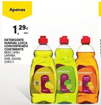 Continente Detergente Manual Loiça Concentrado Continente 500ml promoção