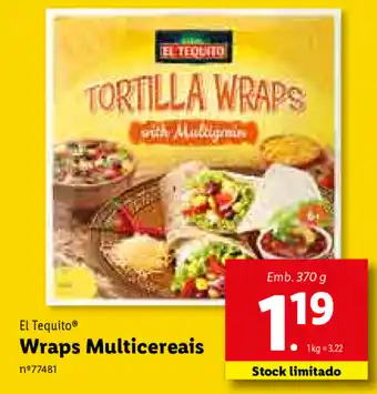 Lidl El Tequito Wraps Multicereais 370g promoção