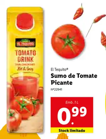 Lidl El Tequito Sumo de Tomate Picante 1L promoção