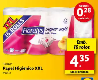 Lidl Florslys Papel Higiénico XXL 16 Rolos promoção