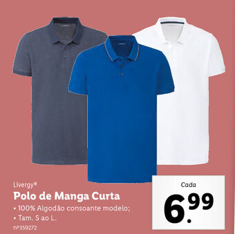 Lidl Livergy Polo de Manga Curta S ao L promoção