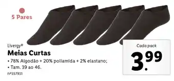 Lidl Livergy Meias Curtas 36 ao 46 promoção