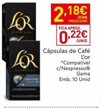 Recheio Cápsulas de café l'or promoção