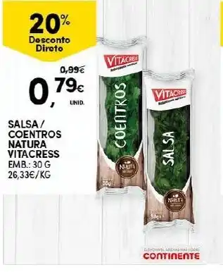 Continente Salsa/Coentros Natura Vitacress 30g promoção