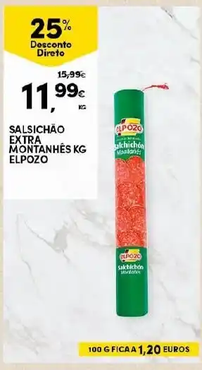 Continente Salsichão Extra Montanhês Elpozo promoção