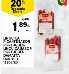 Linguica Picante Sabor Portugues/ Linguica Sabor Portugues Damata 150g