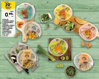 Continente Sopa de Legumes/Grão C/ Espinafres/Feijão Verde Legumes/ Feijão/ Caldo Verde/Creme Cenoura Continente Fácil & Bom 400g promoção