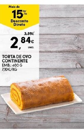 Continente Torta de Ovo Continente 400g promoção