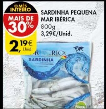 Pingo Doce Sardinha Pequena Mar Ibérica 800g promoção