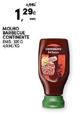 Continente Molho Barbecue Continente 320g promoção