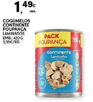Continente Cogumelos Continente Poupança 420g promoção