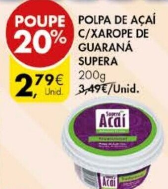 Pingo Doce Polpa de Açaí C/Xarope de Guaraná Supera 200g promoção
