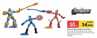 Os vingadores - pack 3 figuras bend and flex