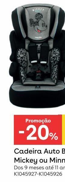 Cadeira auto beline 1/2/3 (9-36kg) mickey