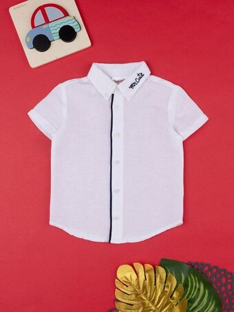 Camisa branca de linho bebé - prénatal