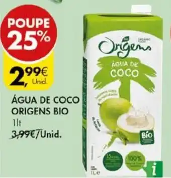 Pingo Doce Água de Coco Origens Bio 1L promoção