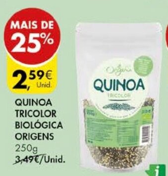 Pingo Doce Quinoa Tricolor Biológica Origens 250g promoção