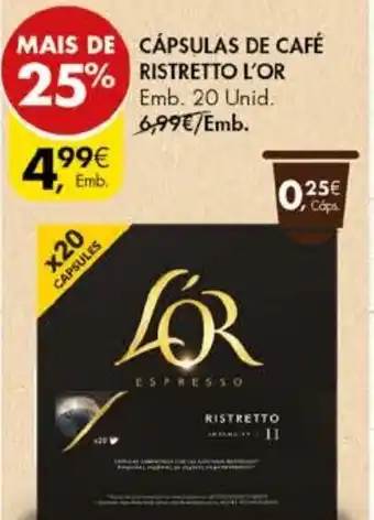 Pingo Doce Cápsulas de Café Ristretto L'or promoção