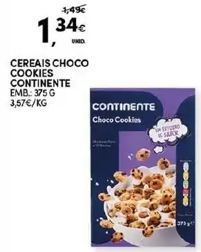 Continente Cereais Choco Cookies Continente 375g promoção