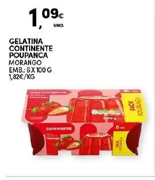 Continente Gelatina Continente Poupança Morango 6x100g promoção