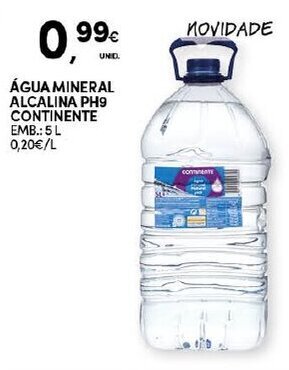 Continente Água Mineral Alcalina PH9 Continente 5L promoção