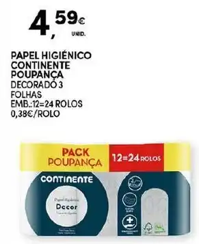Continente Papel Higiénico Continente Poupança 3 Folhas promoção