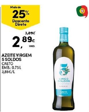 Continente Azeite Virgem 5 Soldos 0,75L promoção