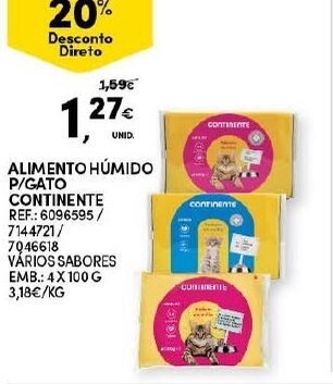Continente Alimento Húmido P/Gato Continente 100g promoção
