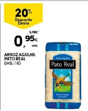 Continente Arroz Agulha Pato Real 1kg promoção