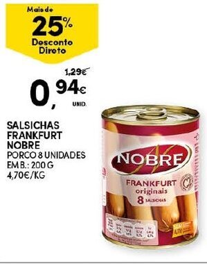 Continente Salsichas Frankfurt Nobre 200g promoção