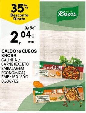 Continente Caldo 16 Cubos Knorr 16x160g promoção