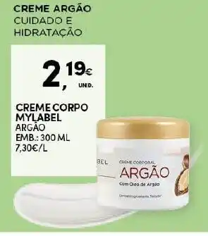 Continente Creme Corpo Mylabel Argão 300ml promoção