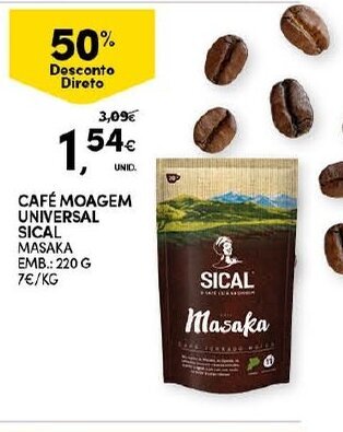 Continente Café Moagem Universal Sical 220g promoção