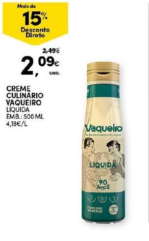 Continente Creme Culinario Vaqueiro 500ml promoção