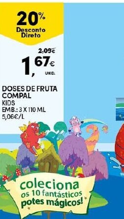 Continente Doses de Fruta Compal 3x110ml promoção