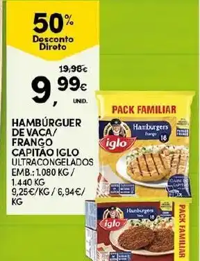 Hambúrguer de Vaca/ Frango Capitão Iglo