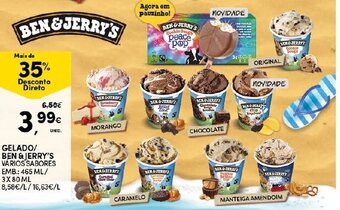Continente Gelado Ben & Jerry's 465ml/ 3x80ml promoção