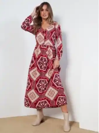 Venca Vestido comprido estampado manga comprida promoção
